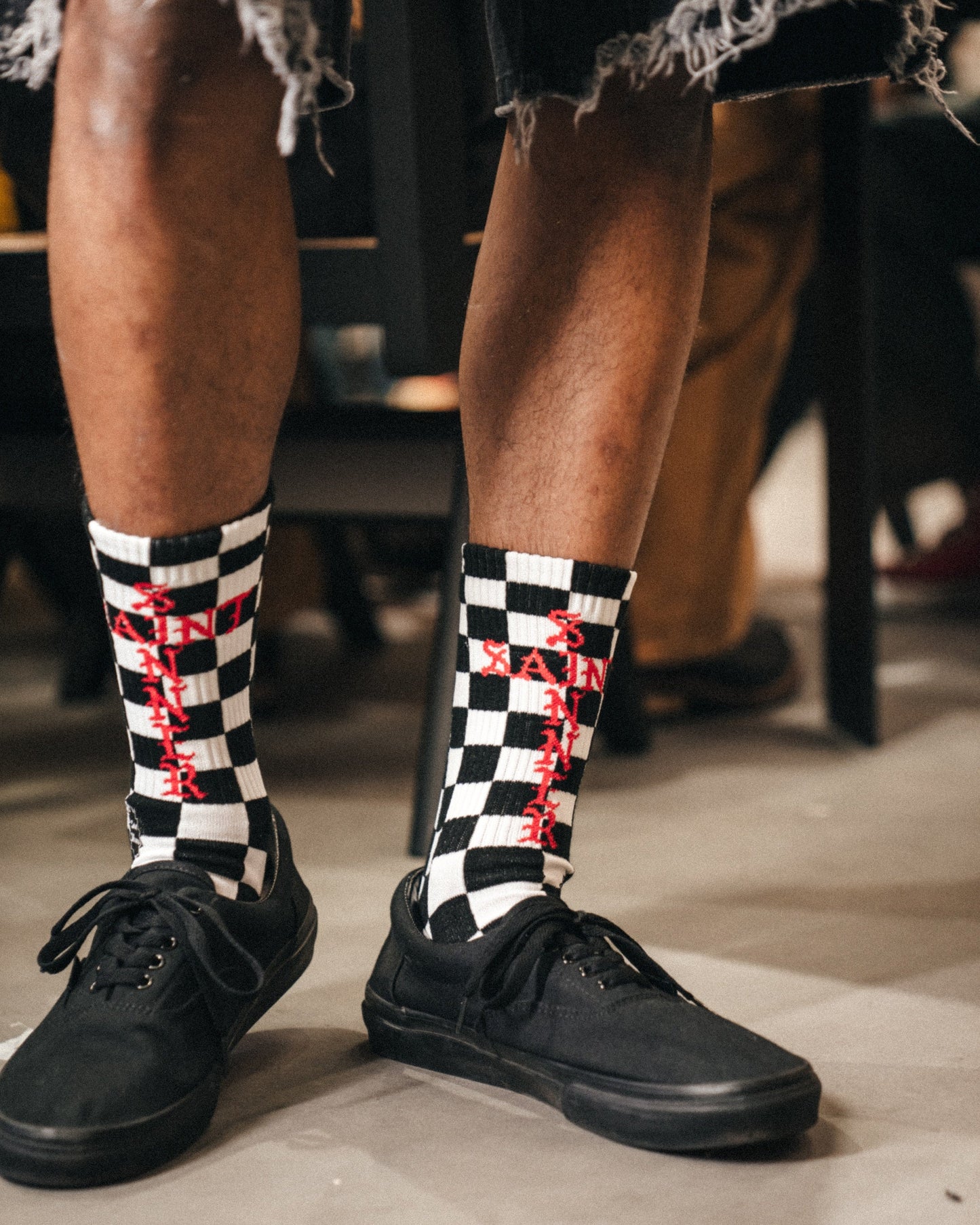 Saint Michael Check Socks in Black / White — product detail