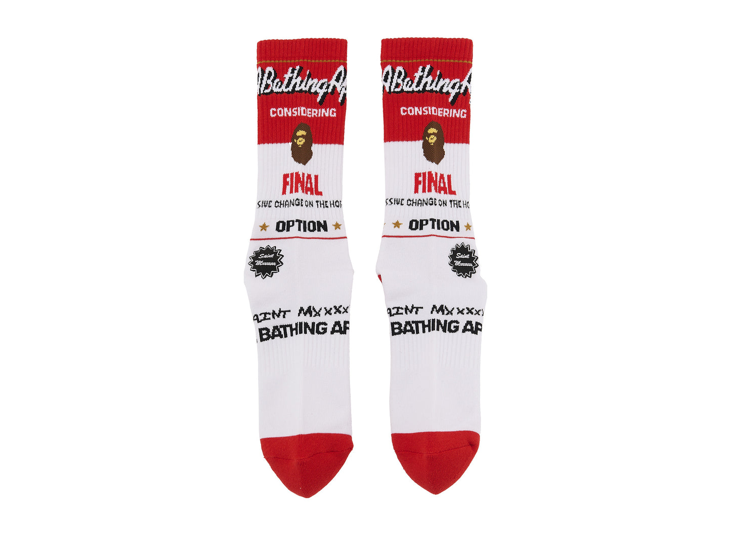 Saint Michael x BAPE 'Fainal' Socks in White / Red
