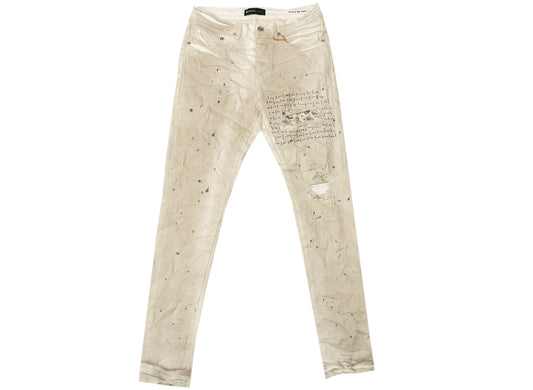 Purple Brand Bandana Print Patch Jeans in White
