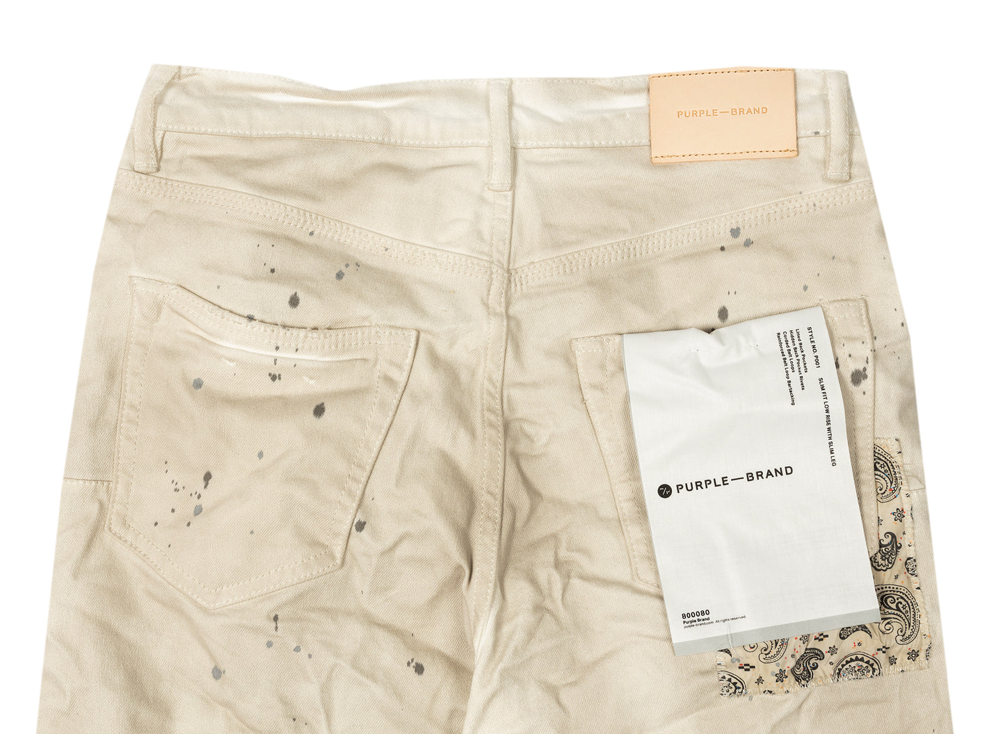 Purple Brand Bandana Print Patch Jeans in White