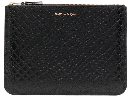 Comme des Garçon Embossed Roots Wallet in Black