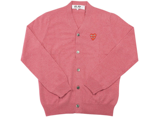 Comme des Garçons Play Double Heart Cardigan in Red