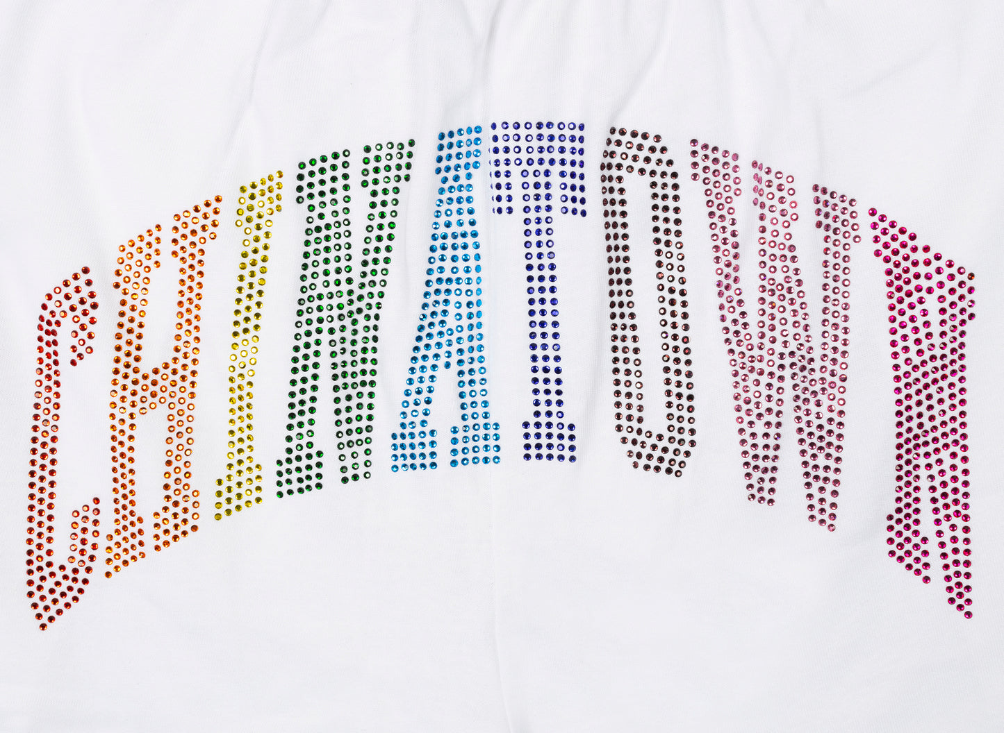 Short en jersey Chinatown Market Rainbow Rhinestone Arc blanc