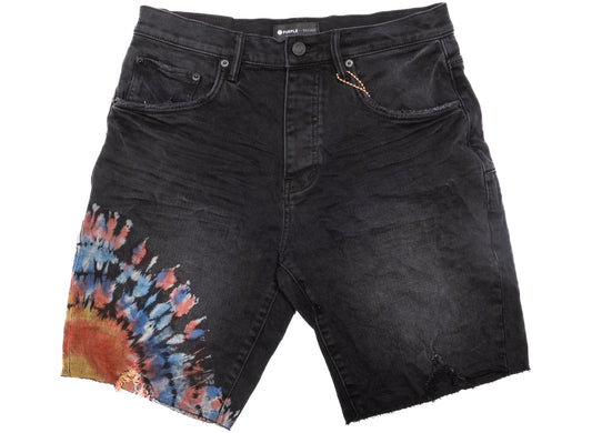Purple Brand Black Tie Dye Shorts