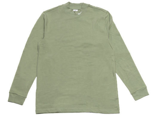 Nike Life Long Sleeve Mock Neck Shirt in Oil Green