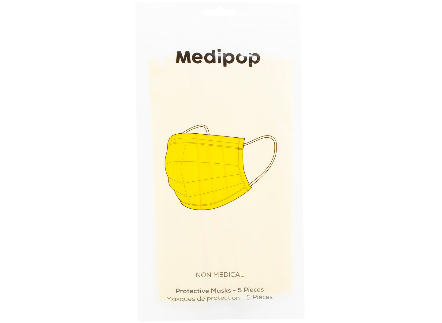 Medipop 5-Pack Adult Disposable Face Masks in Yellow