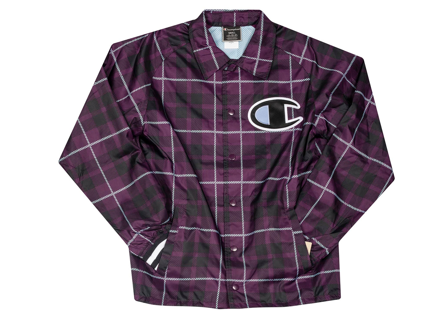 Champion Satin Coaches Jacket Rib Cuff Print 'Plaid Venetia'