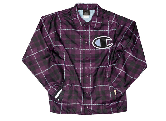 Champion Satin Coaches Jacket Rib Cuff Print 'Plaid Venetia'