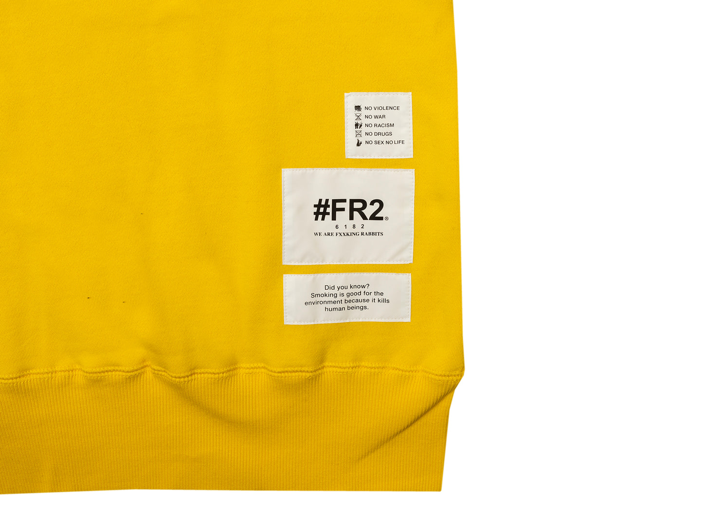 Fucking Rabbits Smoking Kills Box Logo Hoodie in Yellow