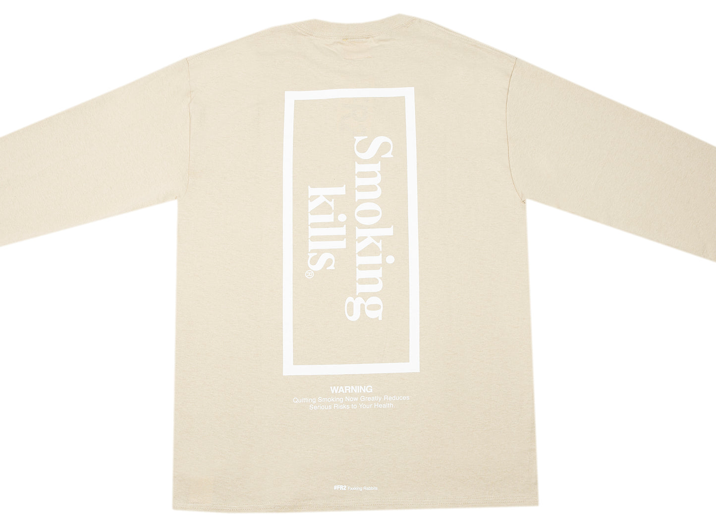 Fucking Rabbits Smoking Kills Box Logo Long Sleeve Tee in Beige