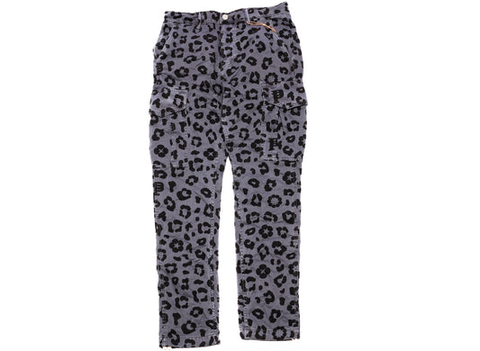 Purple Brand Black Monogram Leopard Print Cargo Pants