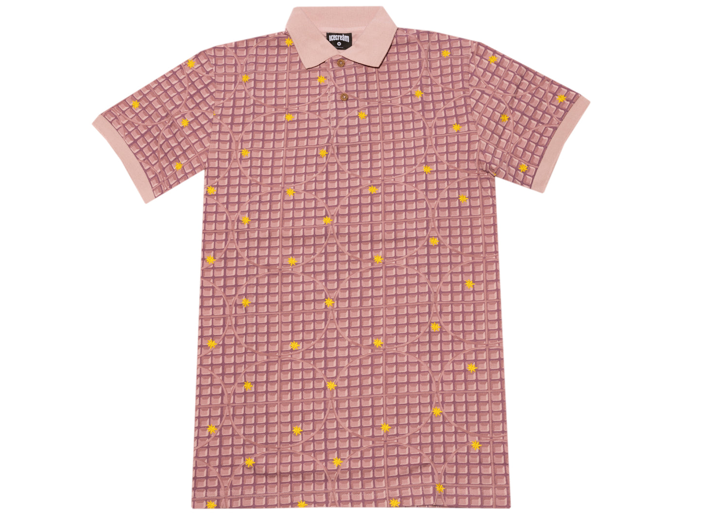 Chemise boutonnée à manches courtes gaufres roses et crème glacée