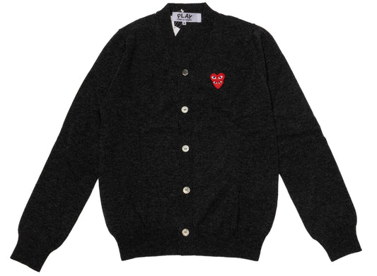 Comme des Garçons Play Double Heart Cardigan in Black