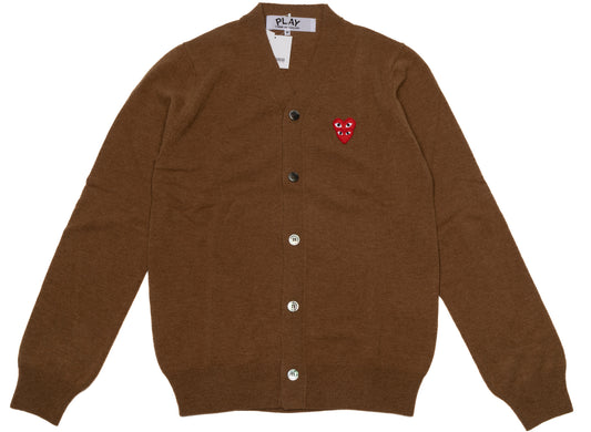 Comme des Garçons Play Double Heart Cardigan in Brown