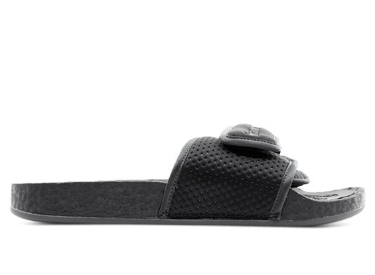 Adidas x Pharrell Williams Chancletas HU Slides in Core Black / Utility Black / Core Black