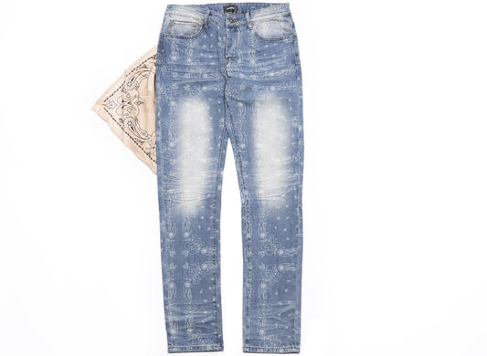BLUECARATS The McQueen 5 Pocket Jeans in Light Indigo Bandana