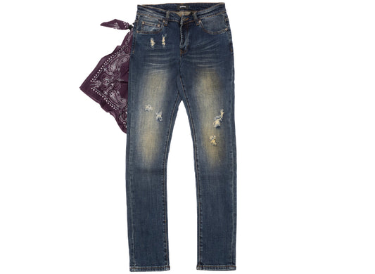 BLUECARATS The McQueen 5 Pocket Slim Fit Jeans in Blue Burner