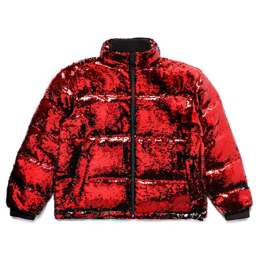 Chinatown Market Sequin Color Change Puffer in Black / Red