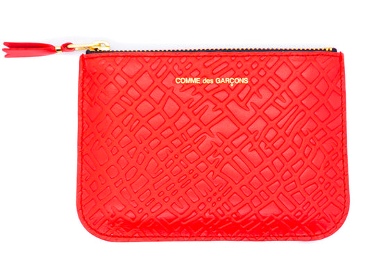 Comme des Garçons Embossed Roots Wallet in Red