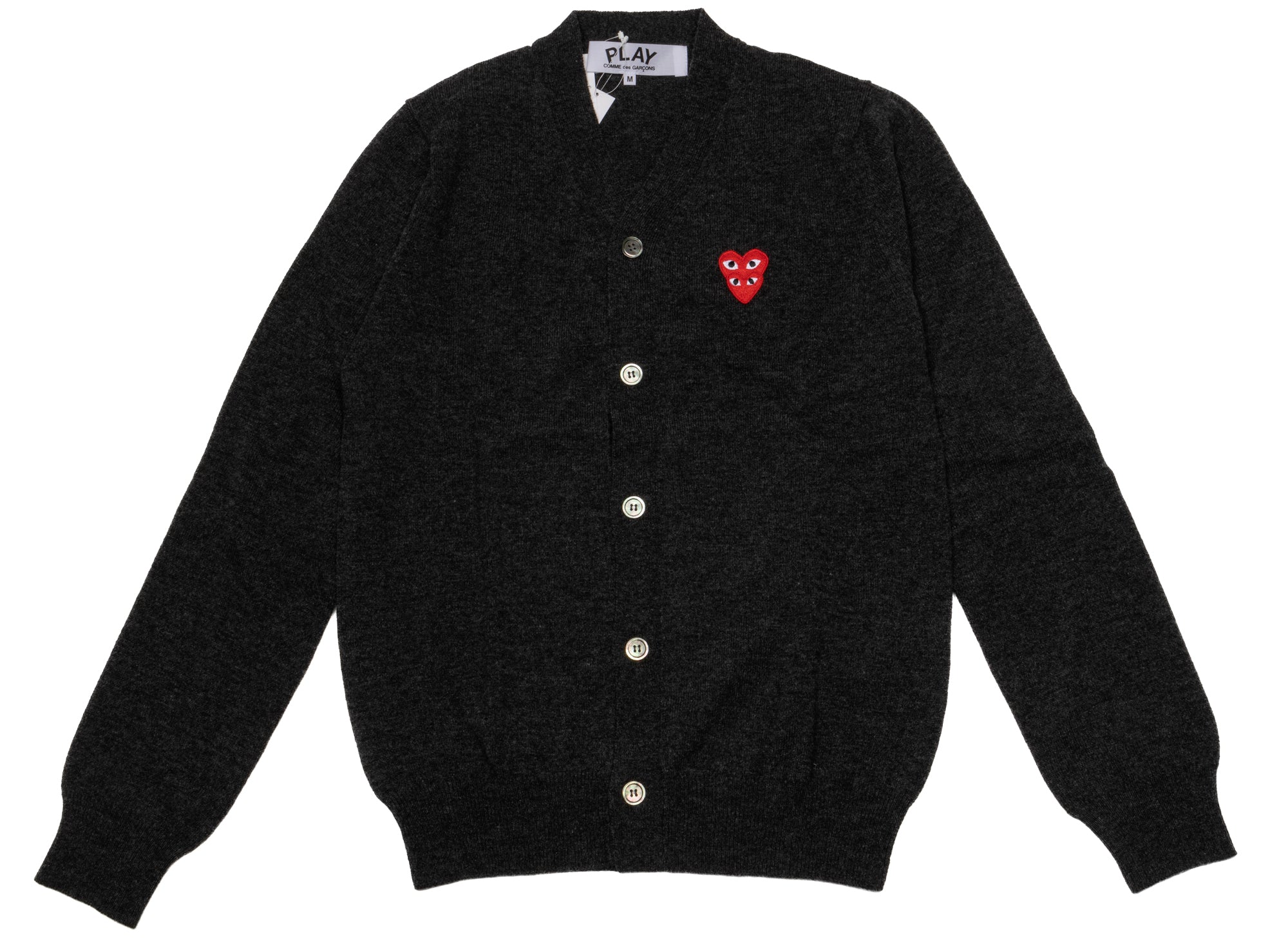 Comme des Garçons Play Double Heart Cardigan in Black | Oneness