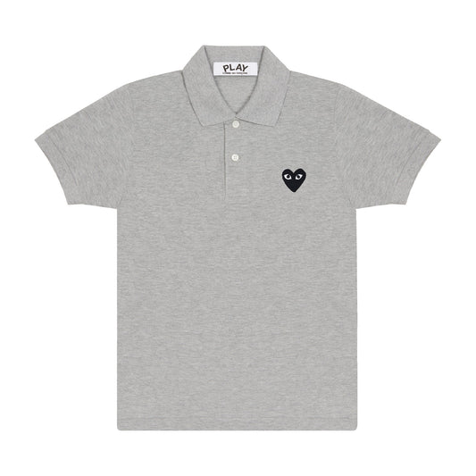 Comme des Garçons Play Polo Button-Up in Heather Grey