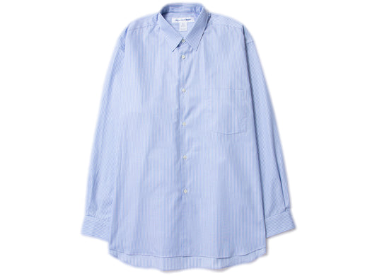 Comme des Garçons SHIRT Woven Button Up in Blue / White