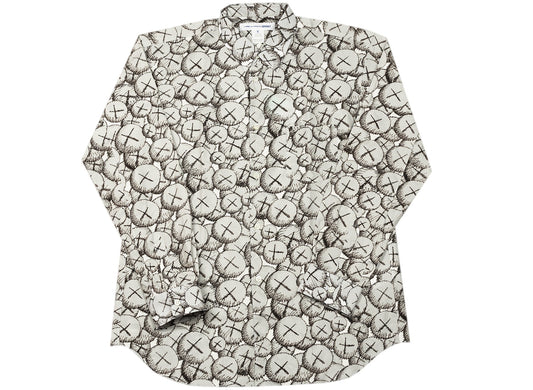Comme des Garçons SHIRT x KAWS Woven Button Up Shirt in Grey