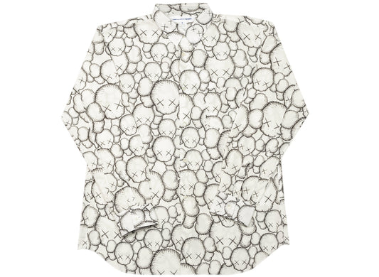 Comme des Garçons SHIRT x KAWS Woven Button Up Shirt in White / Black