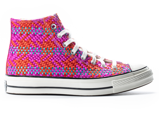 Converse Chuck 70 Hi Woven in Cherry Red / Pink Pop / Egret