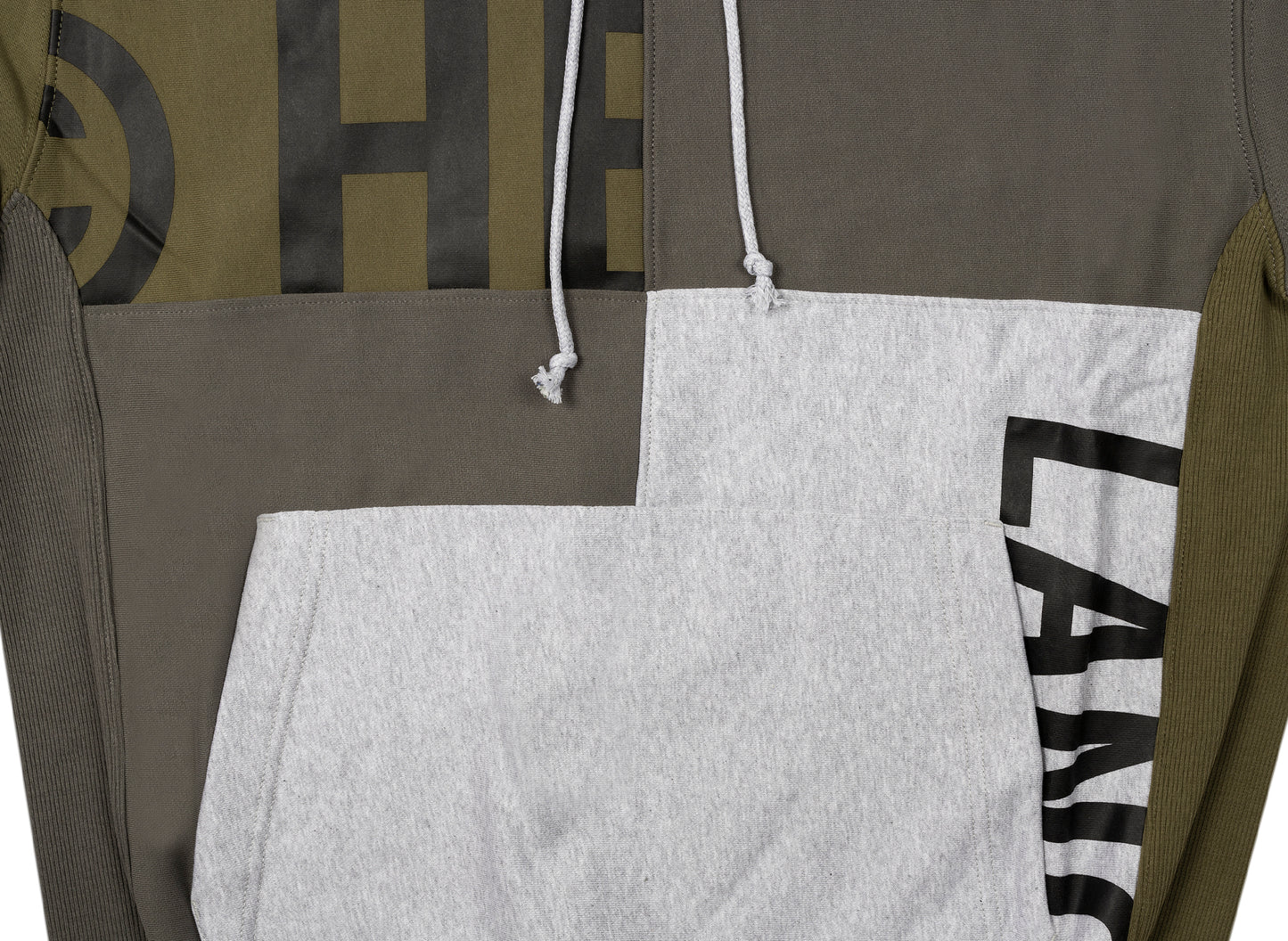 Helmut Lang Patchwork Hoodie in Seaweed / Slate / Vapor