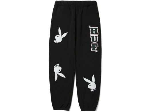 HUF Playboy Rabbit Head Fleece Pants in Black