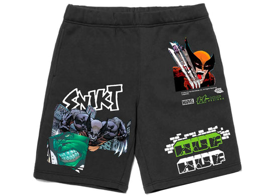 HUF Smash Up Fleece Shorts in Black