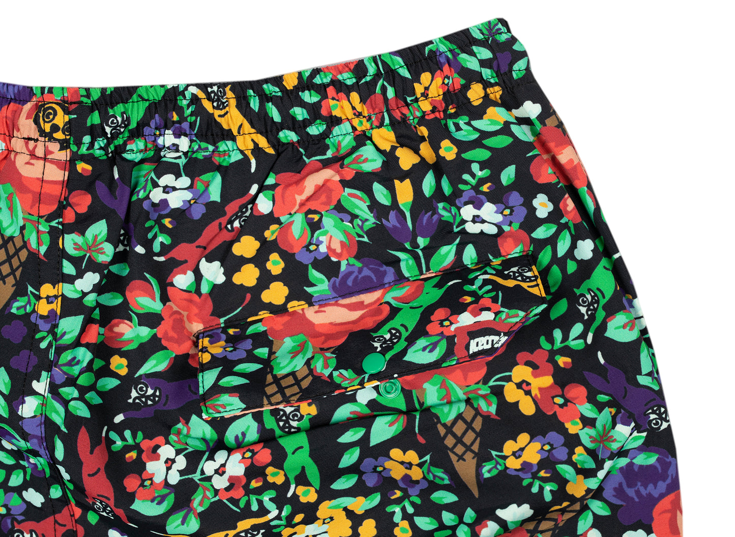 Ice Cream Floral Shorts in Black