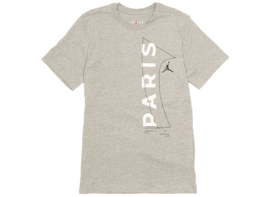 Jordan Paris Saint-Germain Wordmark Tee in Dark Heather Grey / White / Black