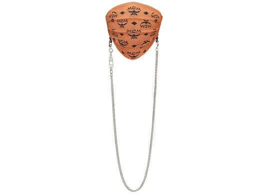 MCM Monogram Knit Face Mask in Cognac