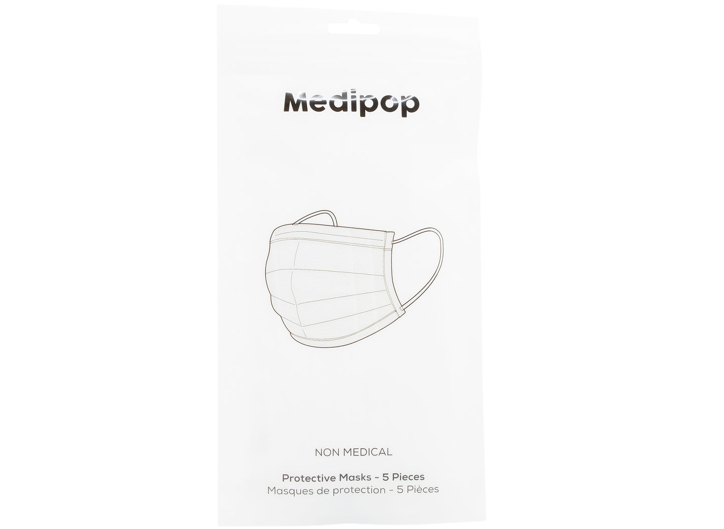 Medipop 5er-Pack Einweg-Gesichtsmasken für Erwachsene in Weiß