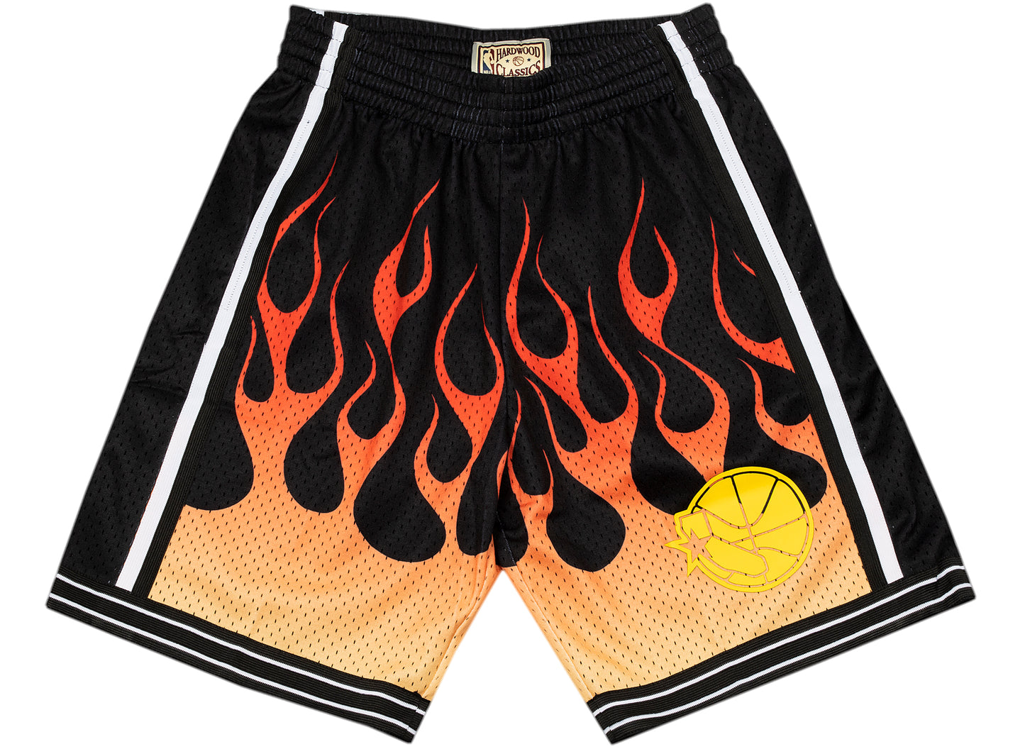 Mitchell & Ness Swingman Golden State Warriors 1995-96 Flame Shorts in Black / Red