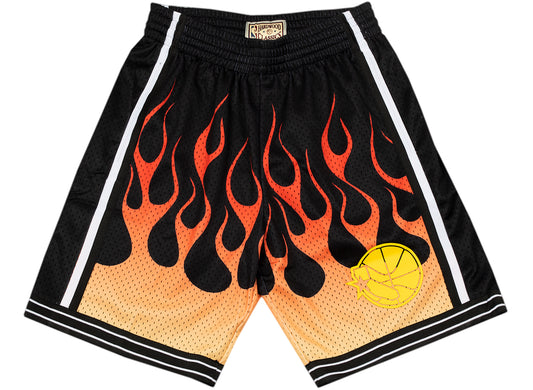 Mitchell & Ness Swingman Golden State Warriors 1995-96 Flame Shorts in Black / Red