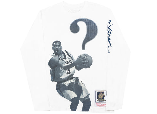 Mitchell & Ness What's The Question Georgetown Allen Iverson Tee in White