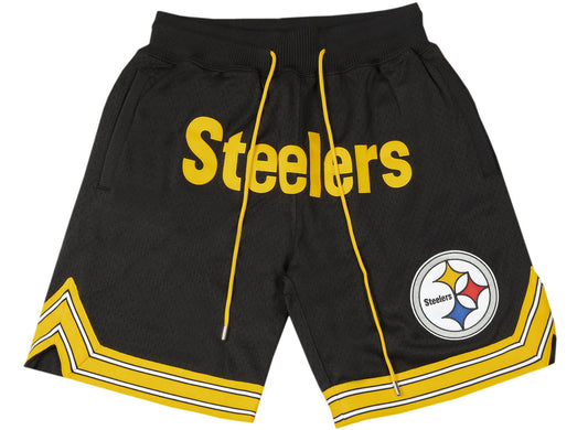 Mitchell & Ness x Just Don Championship Steelers Shorts in Black / Yellow