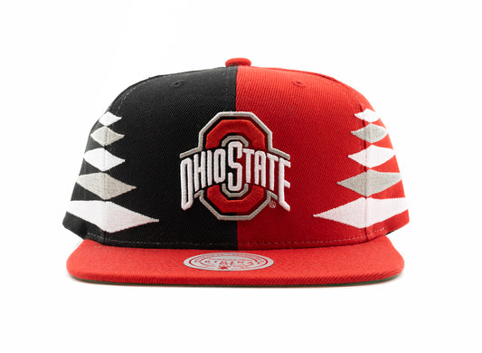 Mitchell & Ness x NCAA Diamond Cut Snapback Ohio State in Red / Black / Grey / White