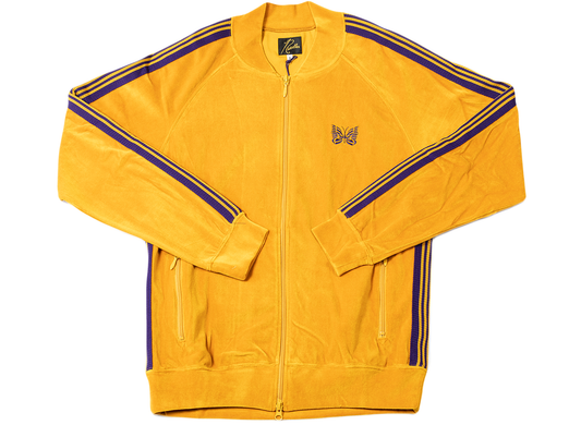 Needles Rib Collar Velour Track Jacket in Mustard