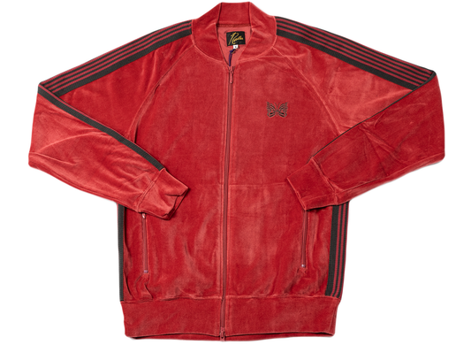 Needles Rib Collar Velour Track Jacket in Red