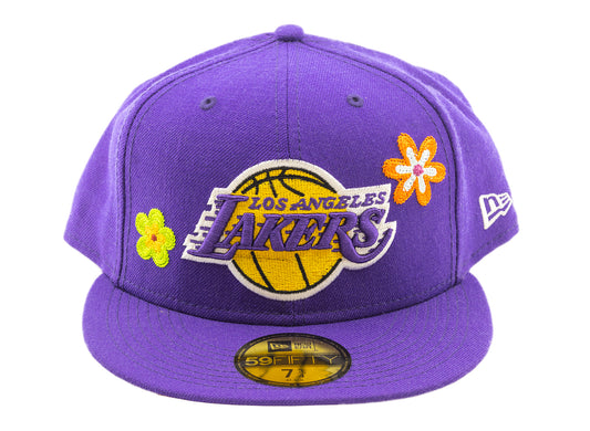 New Era Lakers Floral Fitted Hat in Purple