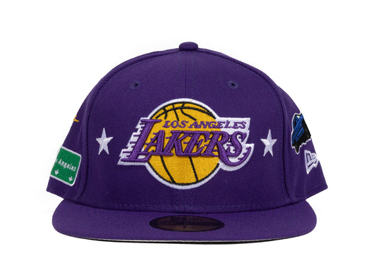New Era Los Angeles Lakers Embroidered Fitted Hat in Purple