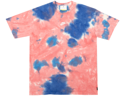 Nike Sportswear Premium Essentials Dyed Tee in White / Light Fusion Red / Signal Blue / White