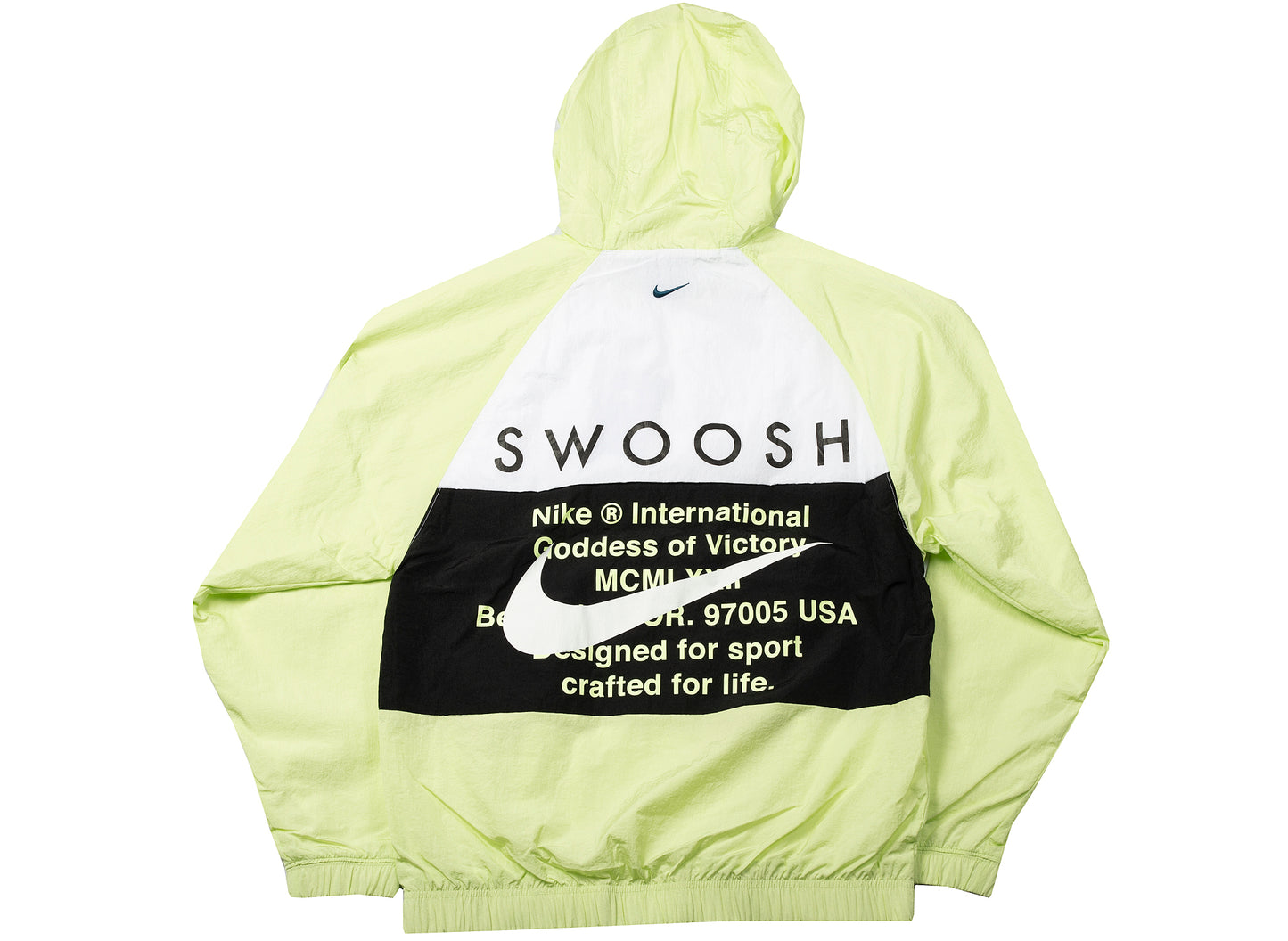 Nike Sportswear Swoosh Men's Woven Hooded Jacket in Barely Volt / White / Blue Force / Black