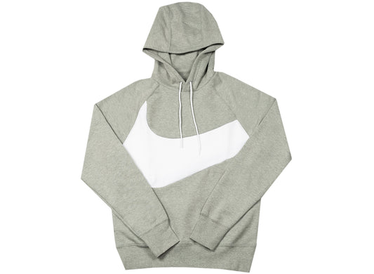 Nike Sportswear Swoosh Tech Fleece Pullover Hoodie in Dark Grey Heather / White