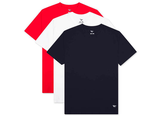 Paper Planes Essentials Multicolor 3-Pack Tees in Black / Red / White
