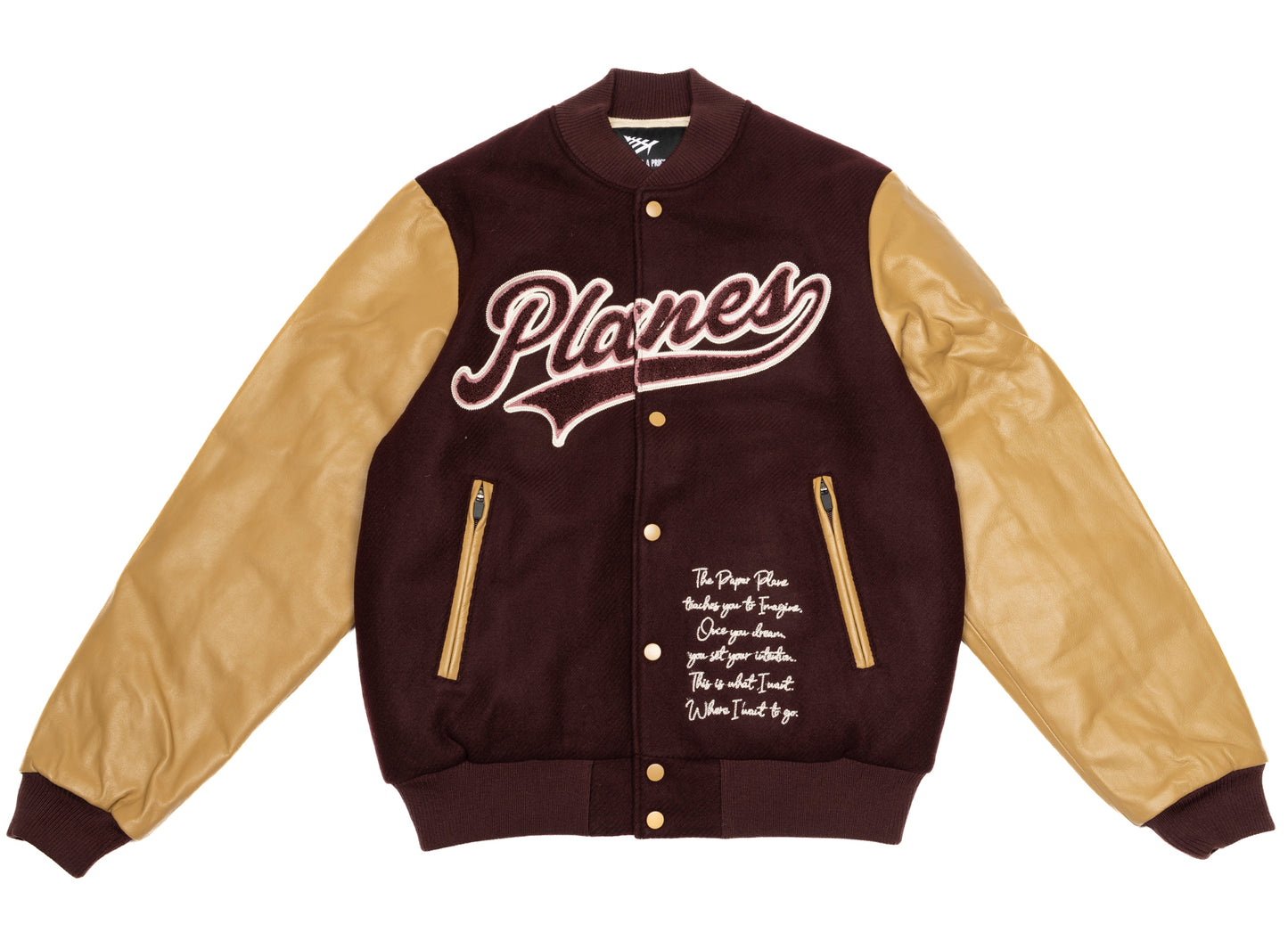Paper Planes Varsity Jacket Burgundy